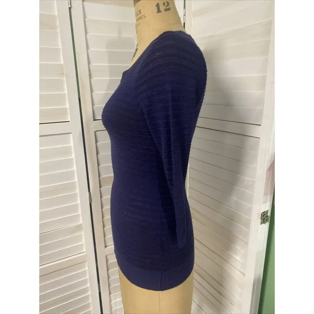 Ann Taylor Loft Petite Women’s Lightweight Sweater Knit L/Sleeve Navy Sz MP Med